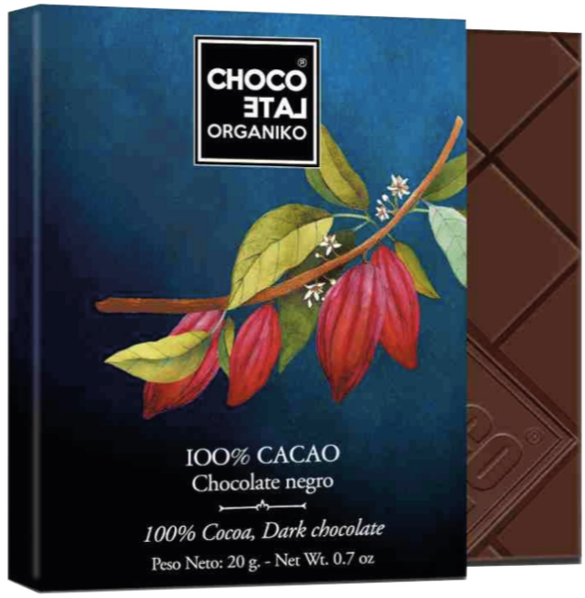 Chocolate Organiko Dark Chocolate 100% Cocoa 20g - Clarges Trading