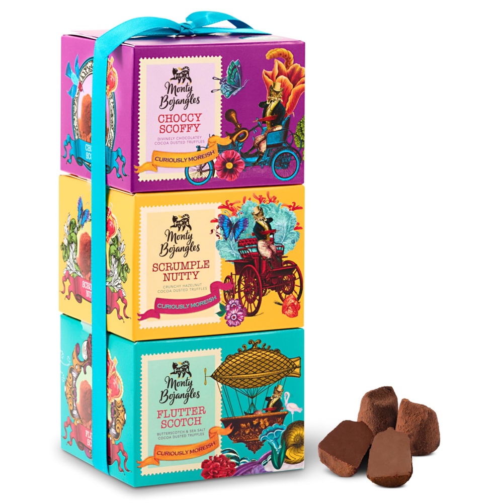 Monty Bojangles Chocolatey Truffles Collection Gift Cube Tower, (3x100g)